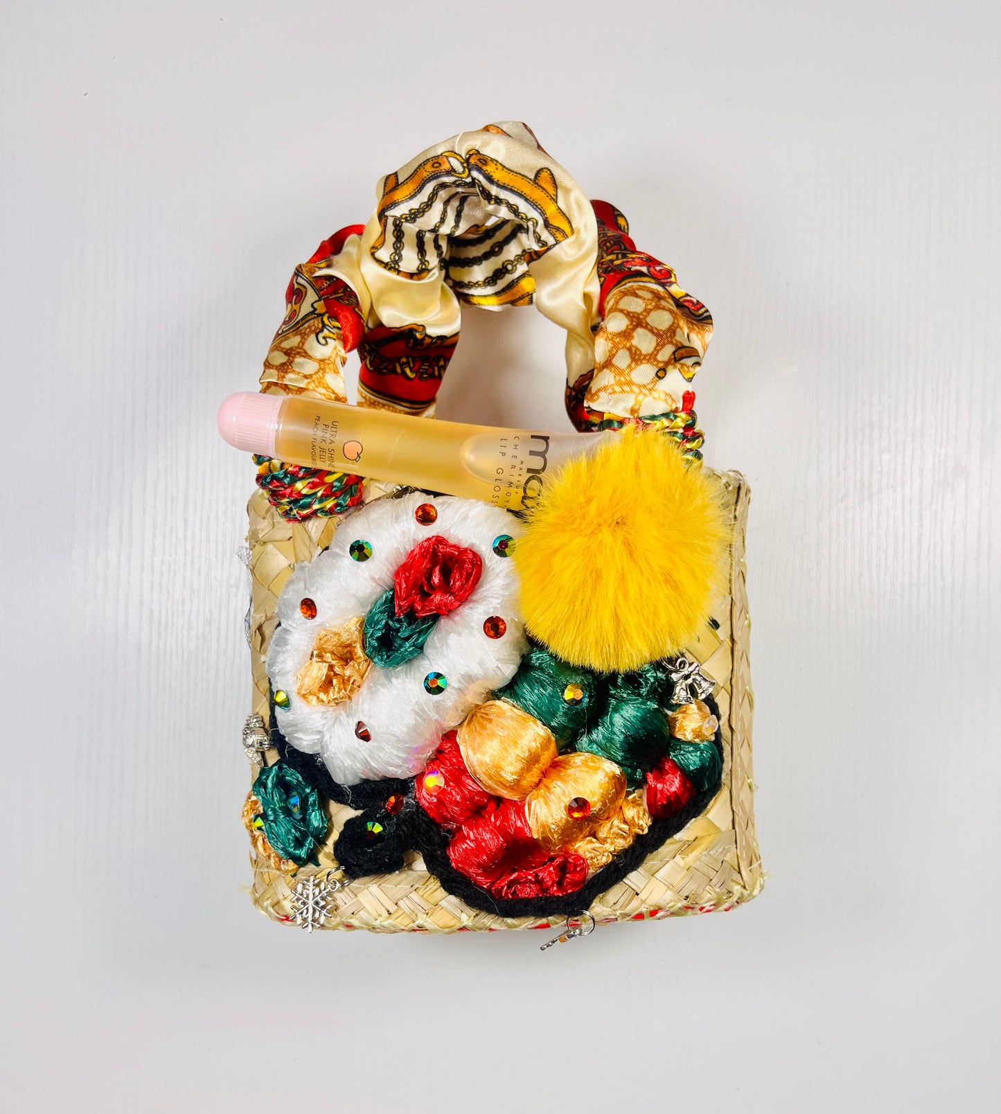Holly Jolly Christmas Mini Junky Straw Bag