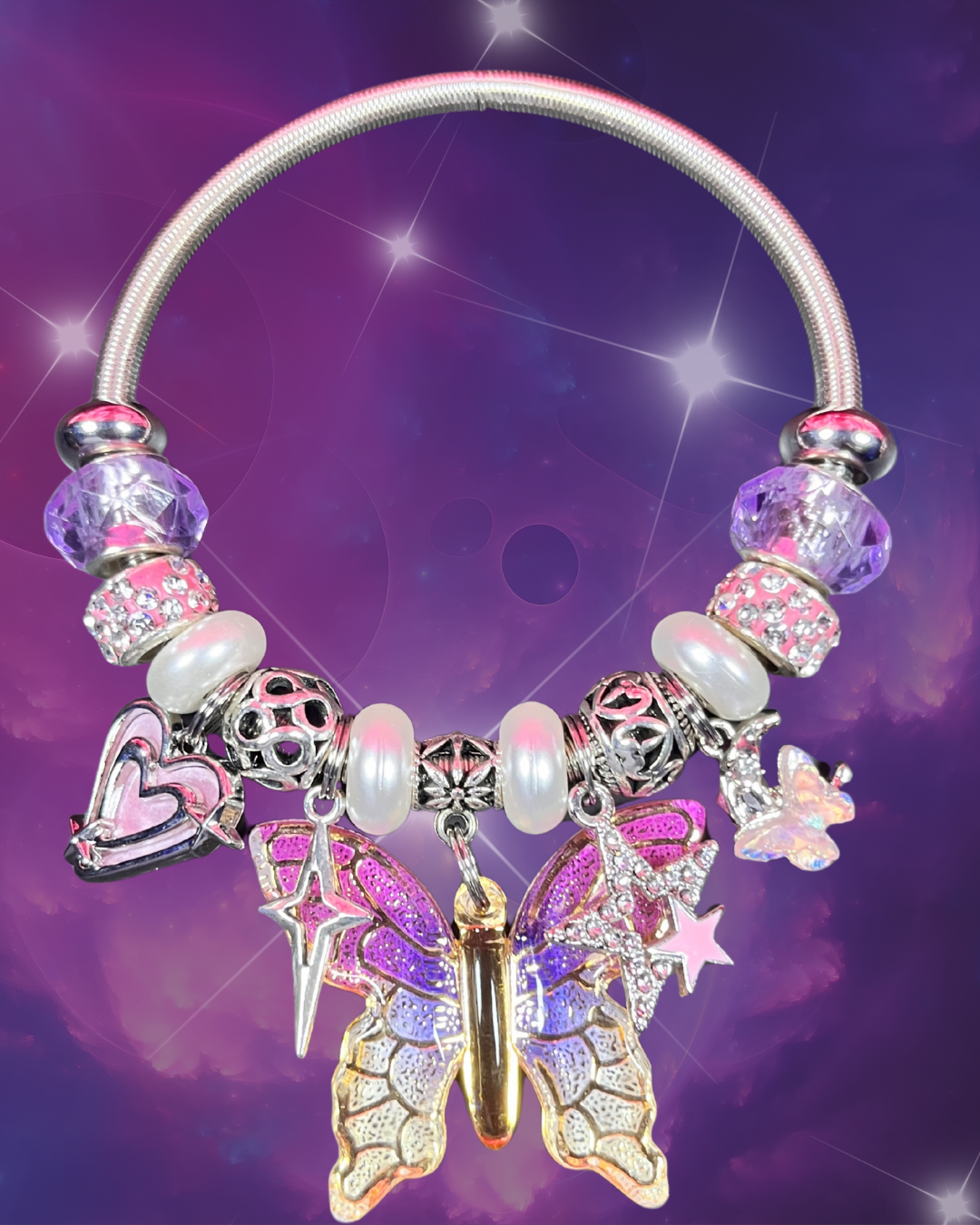 Pixie Chic Silver Elastic Bracelets