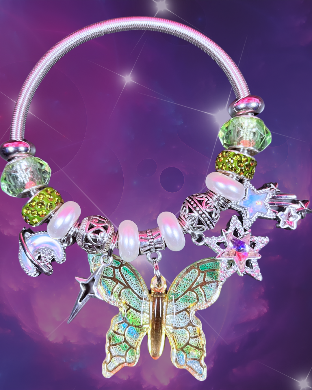 Pixie Chic Silver Elastic Bracelets