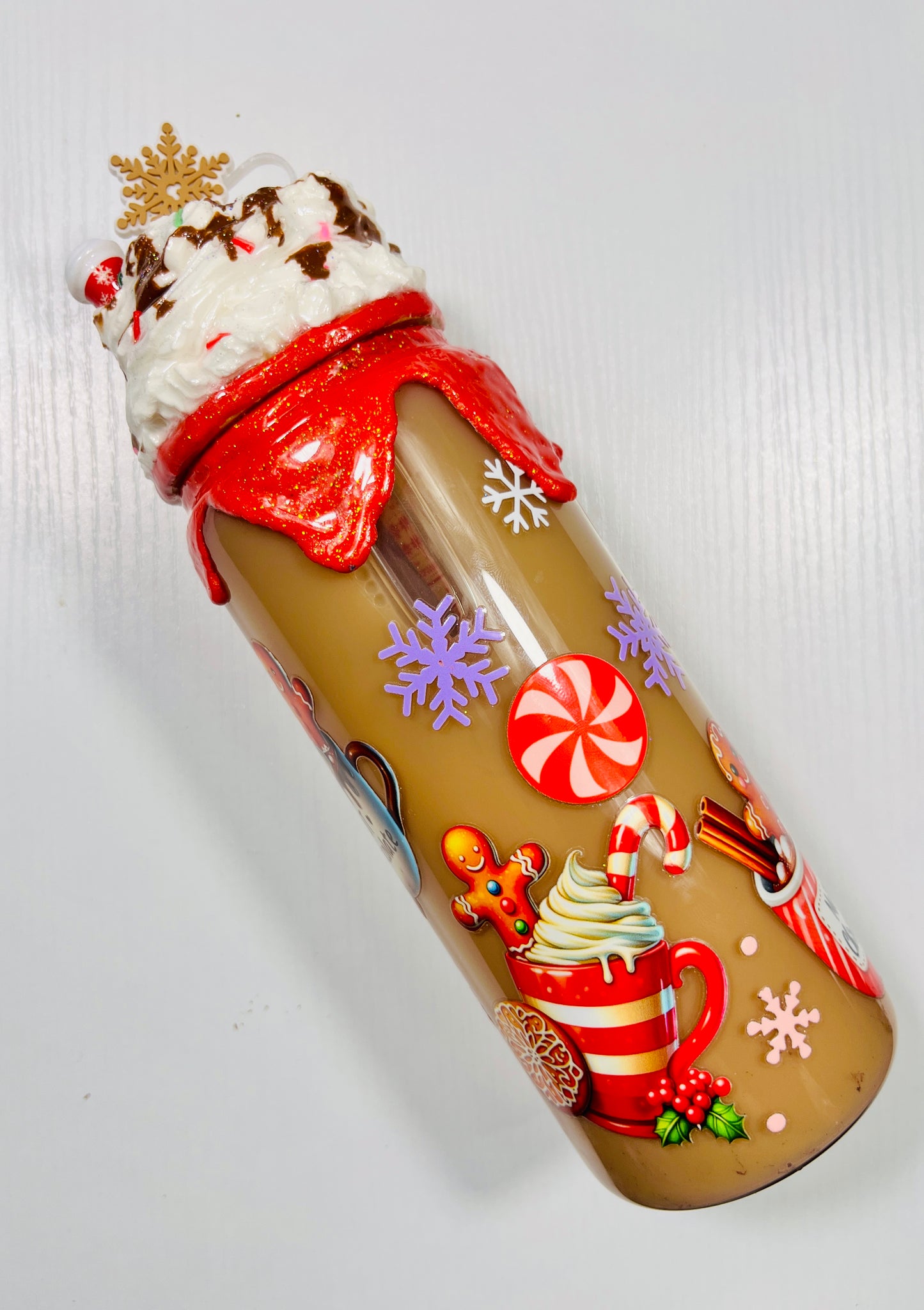 Gingerbread 20 oz Snowglobe Glass Tumbler #2