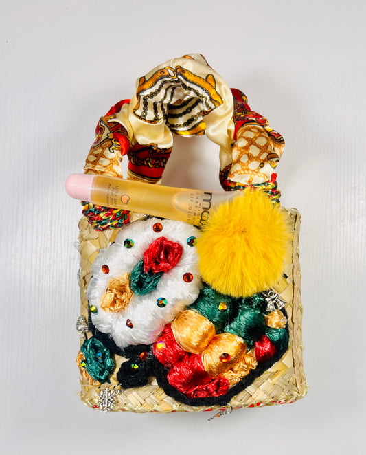 Holly Jolly Christmas Mini Junky Straw Bag